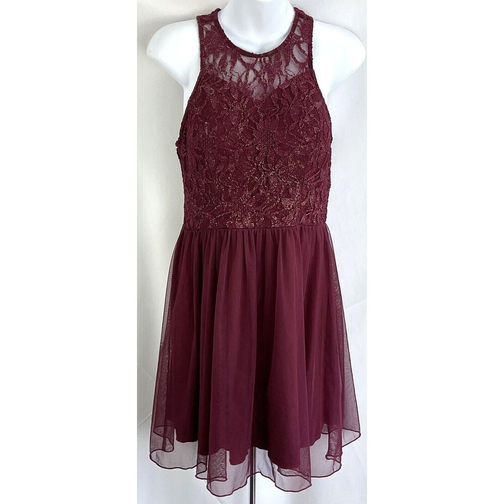 Sleeveless Dress 11 Jrs Red/gold Glitter Lace Mesh Fairy Y2K Whimsigoth Prom